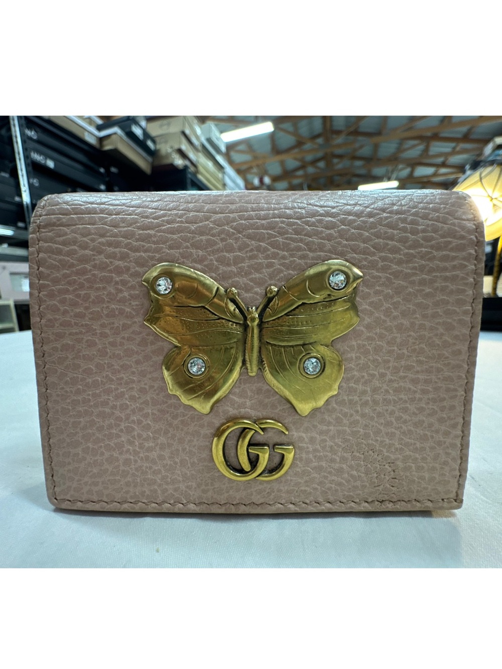 Gucci Pink Leather Butterfly Wallet